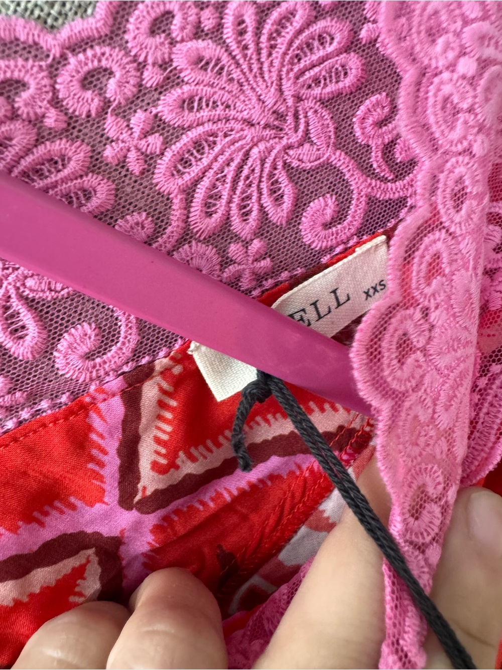 NWT Spell Libertine Pink & Red Lace Trim Wrap Dress - Picture 4 of 6